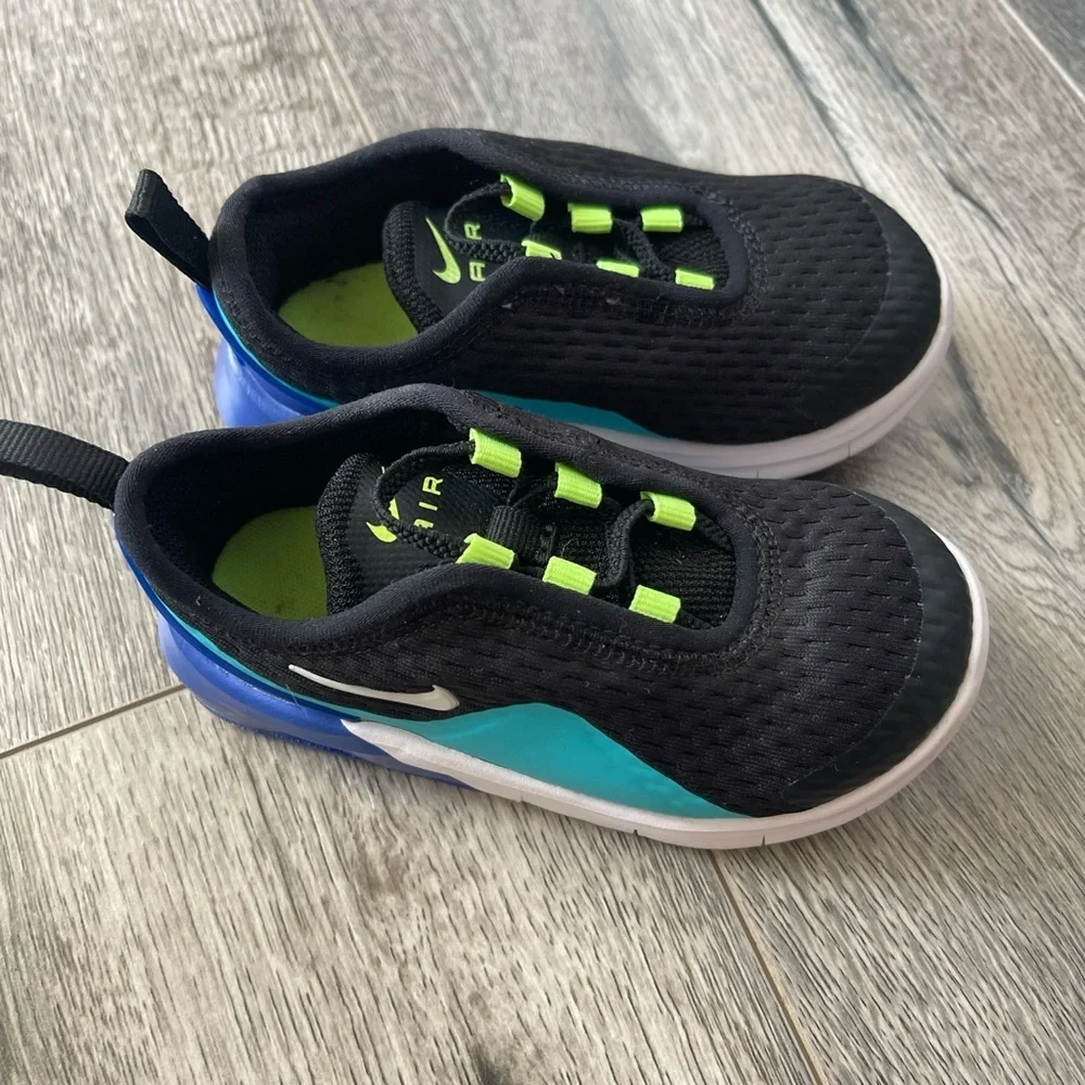 Nike Kids' Black & Teal Slip-On Sneakers with Neon Green Accents
